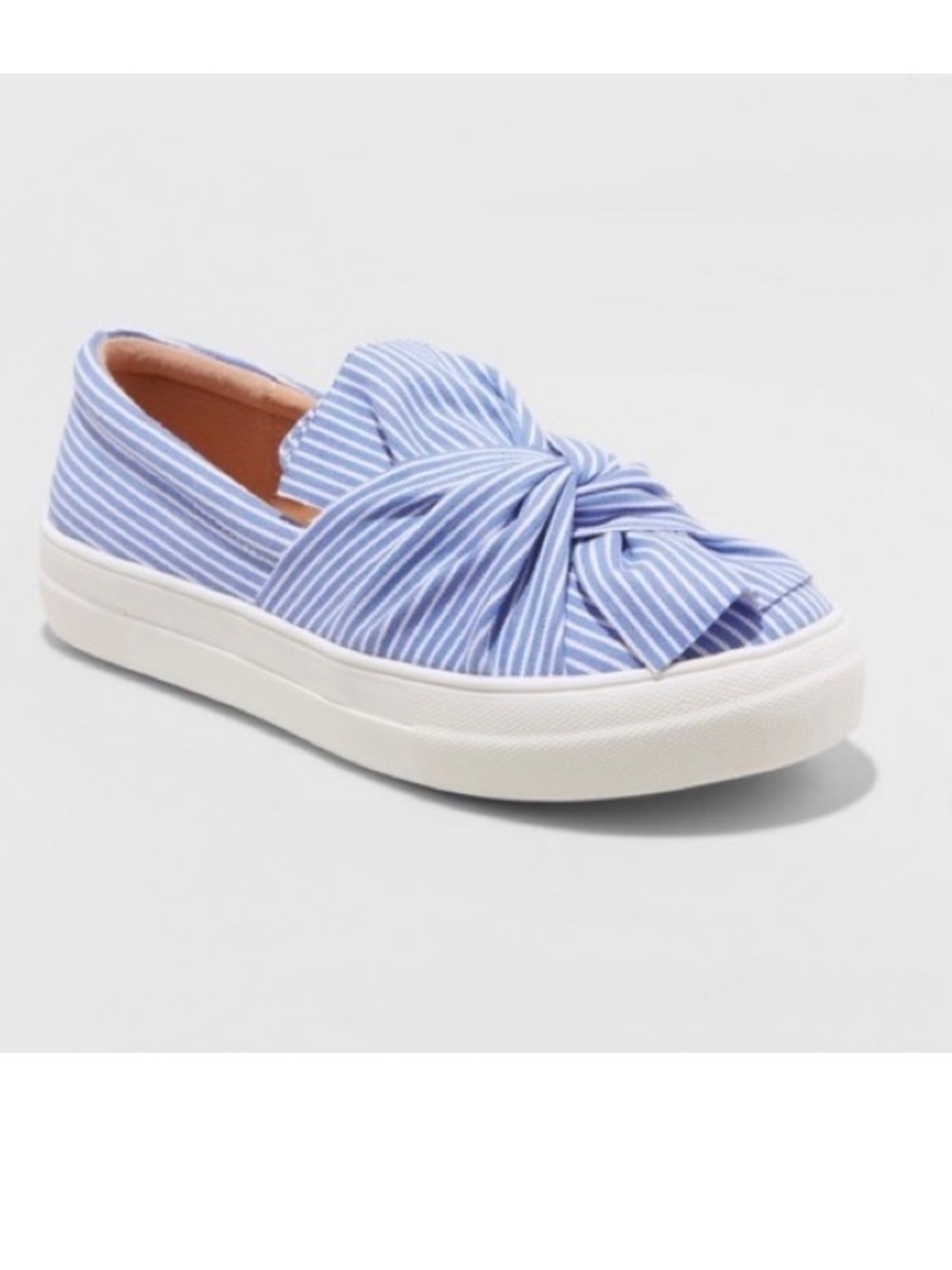 A New Day - Striped Knot Slip-On Sneaker in Light Blue and White Sz 8